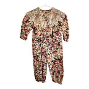 Vintage 80s Plum Pudding Ltd Girls One Piece Bubble Jumper Multicolor Floral 4T